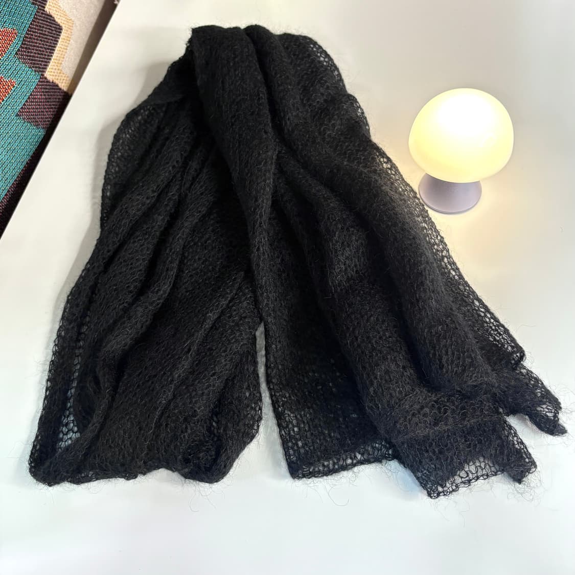 울 사슬 블랙 니트 스카프 머플러 JPN 상품이미지3