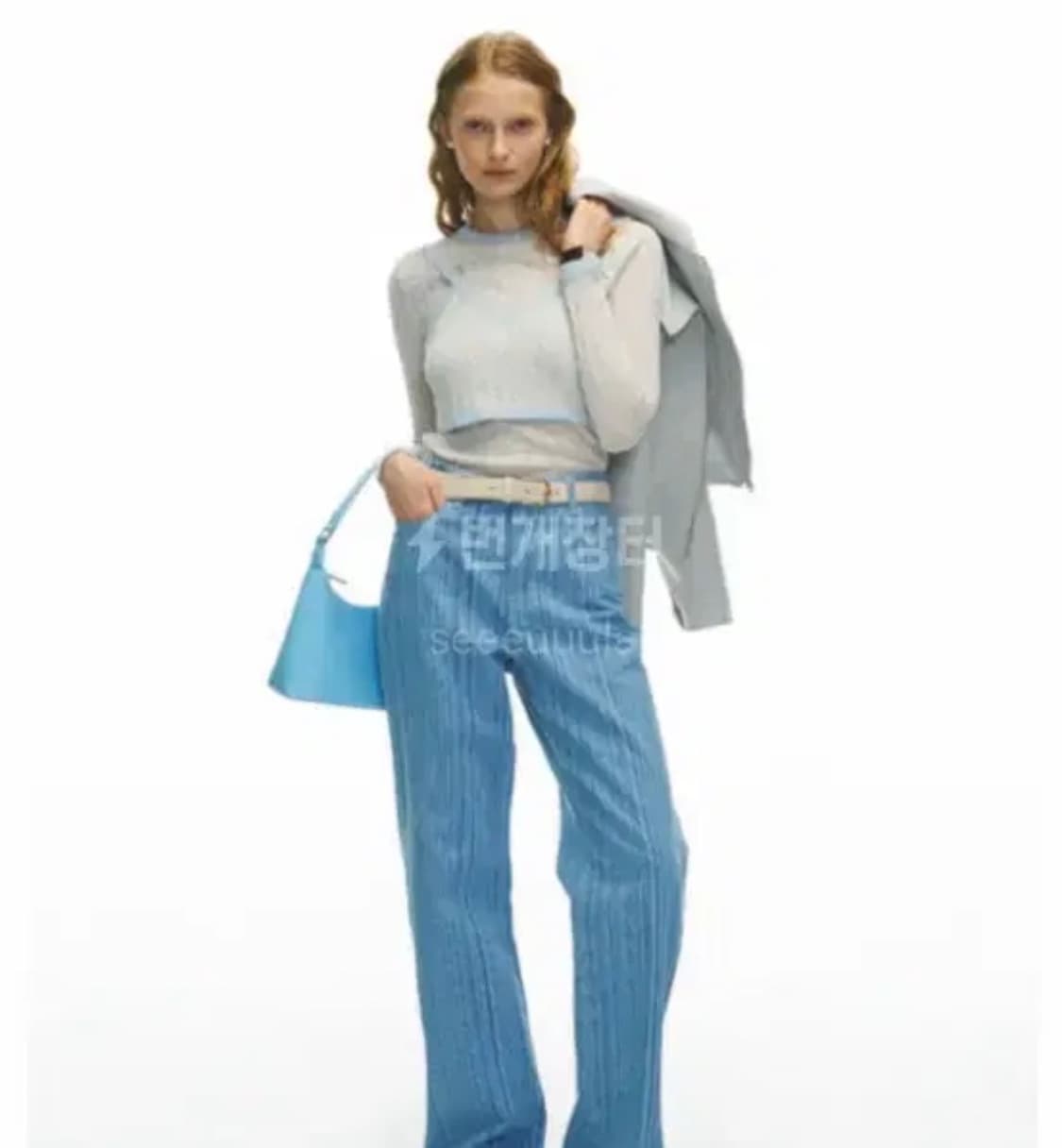 22 s/s 그로브스토어 리츠 knit,buistier 라이트그레이블루 상품이미지1