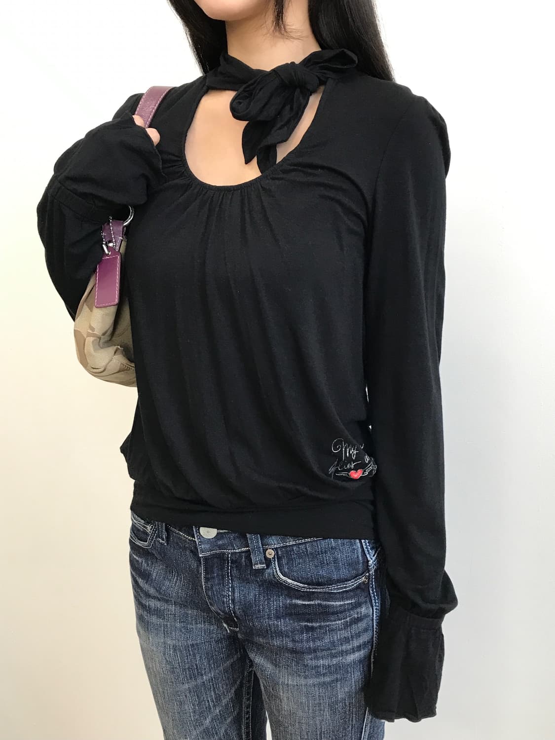 Miss Sixty Tie Neck Long Sleeve Top 상품이미지3