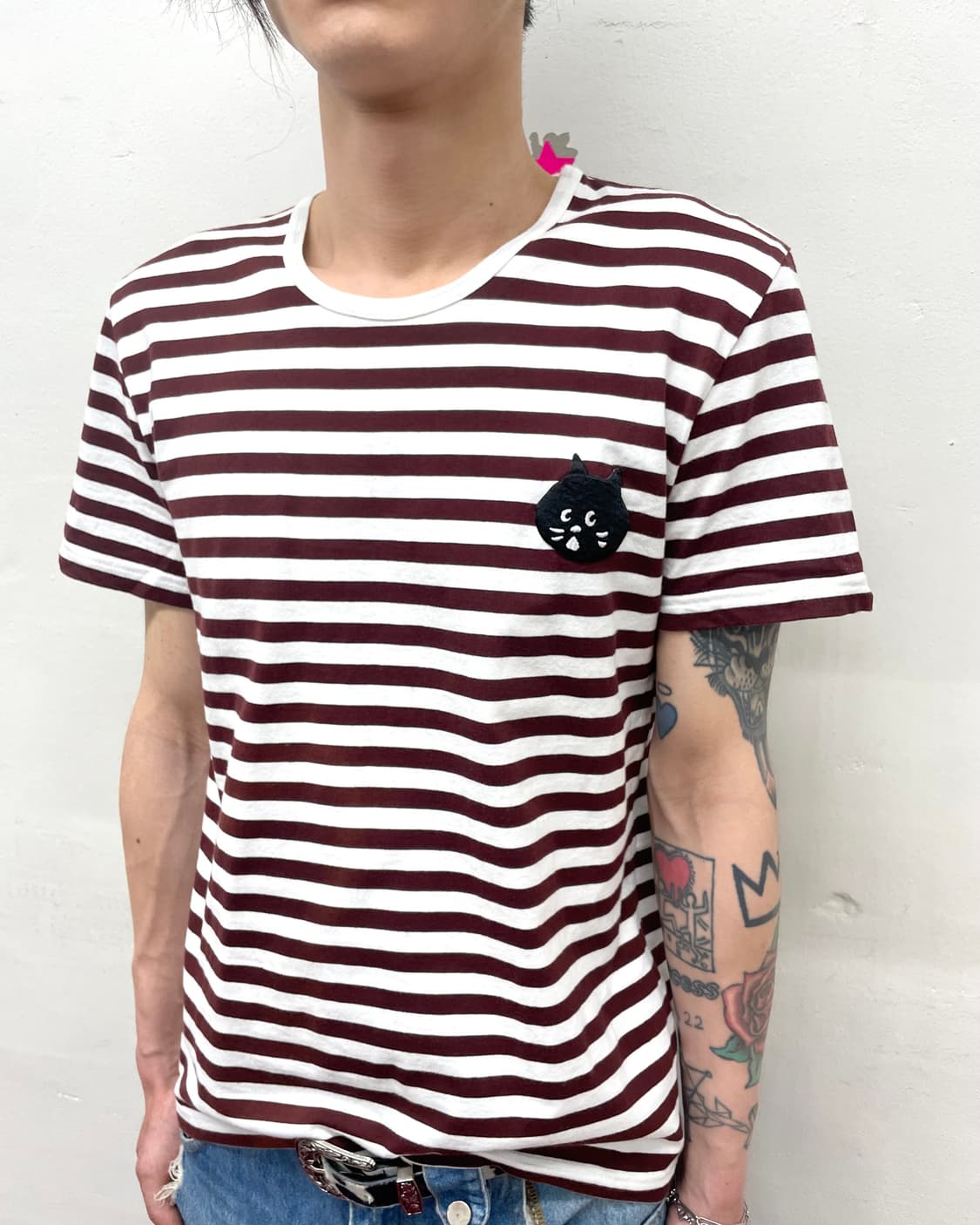 ne-net brown striped cat T-shirt 상품이미지3