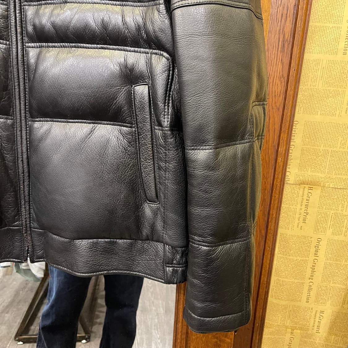 Vintage leather puffer jacket 상품이미지4