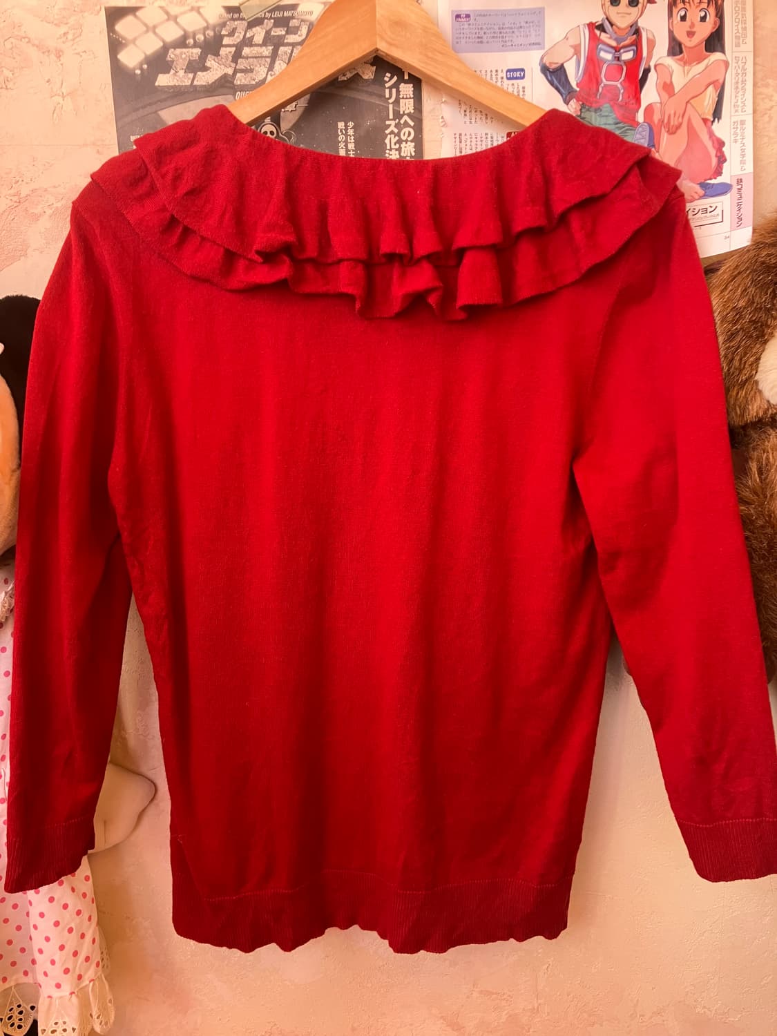 로렌랄프로렌 체리레드 9부 러플 니트 상품이미지5