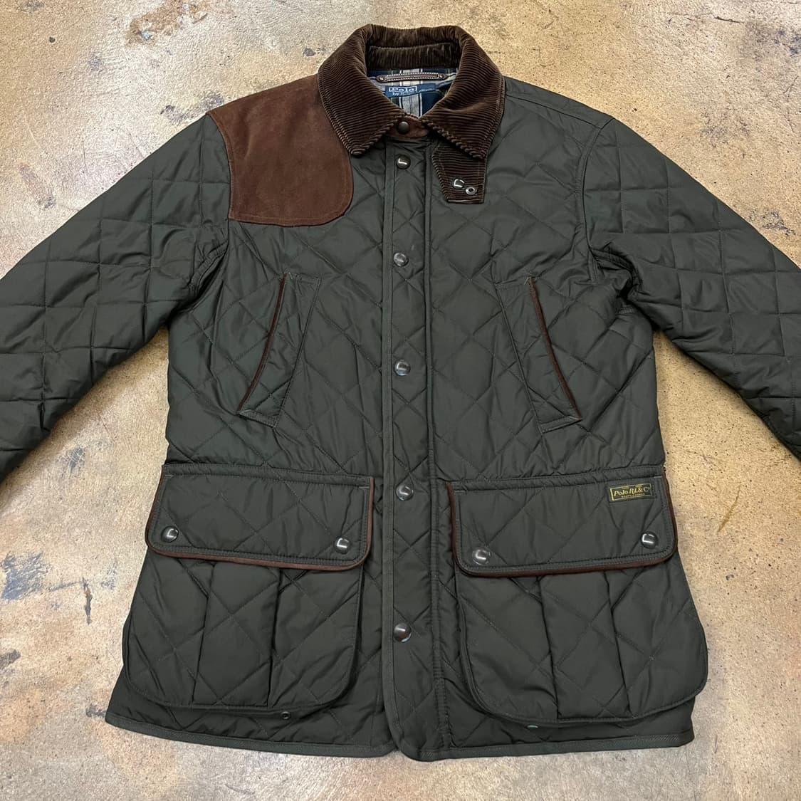 [정품/S] 폴로 랄프로렌 퀼팅 자켓 코듀로이 카키 b15 상품이미지3