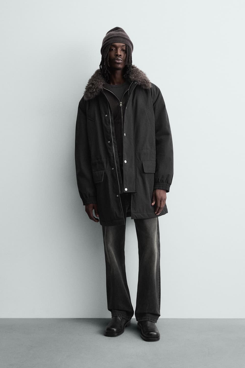 자라 탈부착 콤비 칼라 파카 상품이미지1