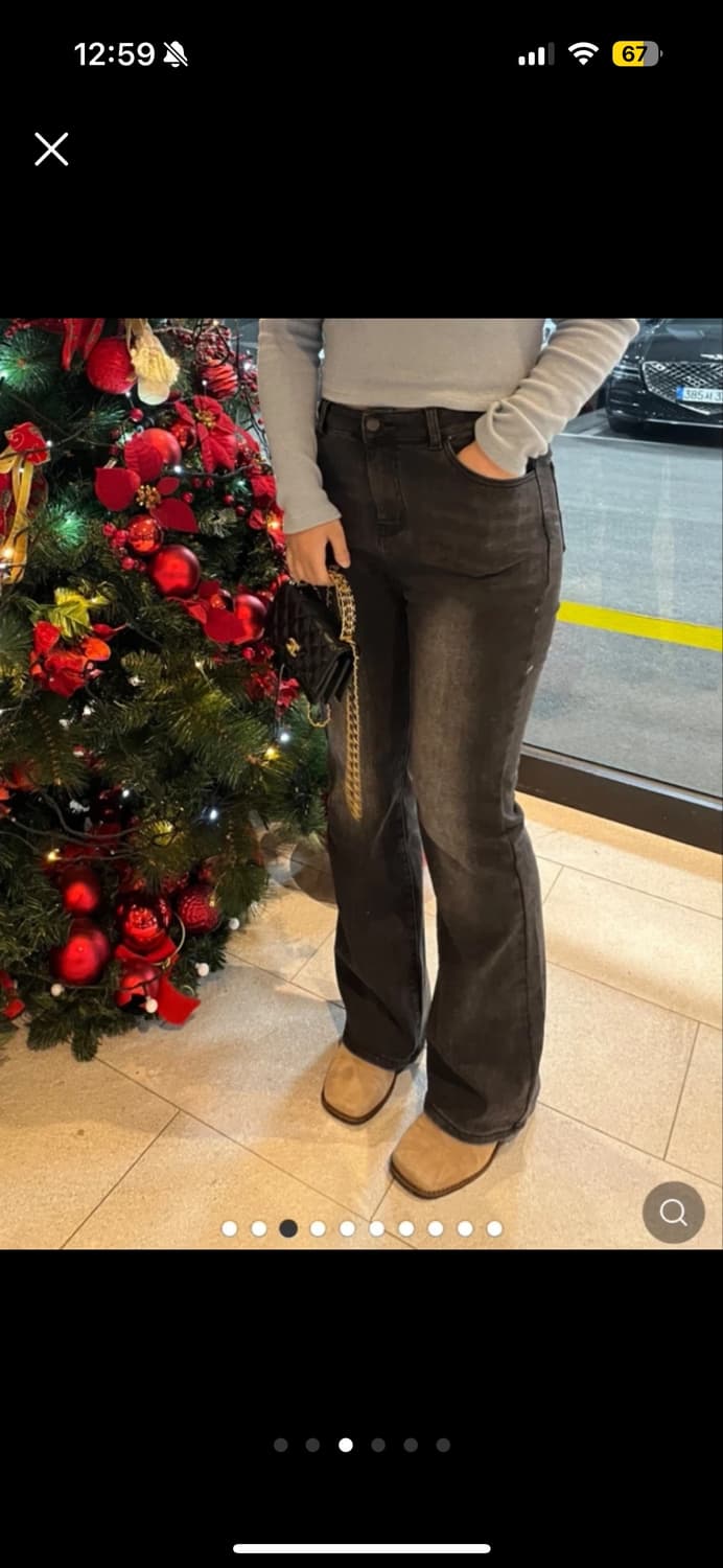 하티66 흑청 부츠컷 기모 데님팬츠 상품이미지3