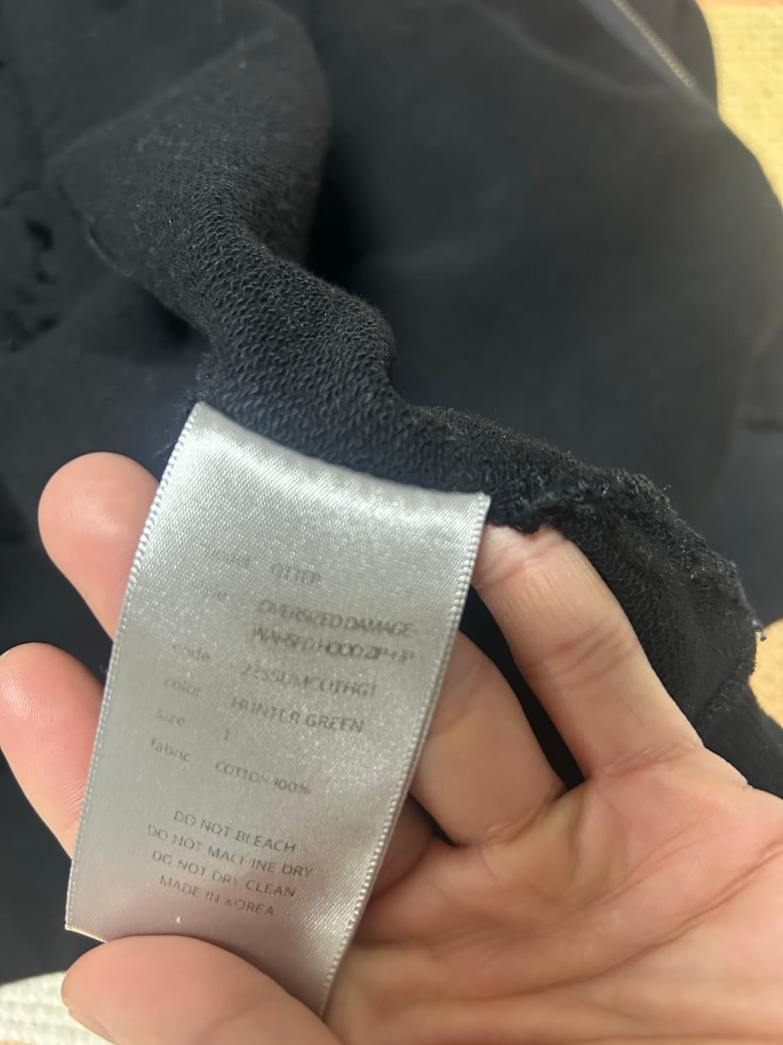 (1)언더마이카 오터 오버사이즈 데미지 워시드 후드 집업 세피아블랙 상품이미지4