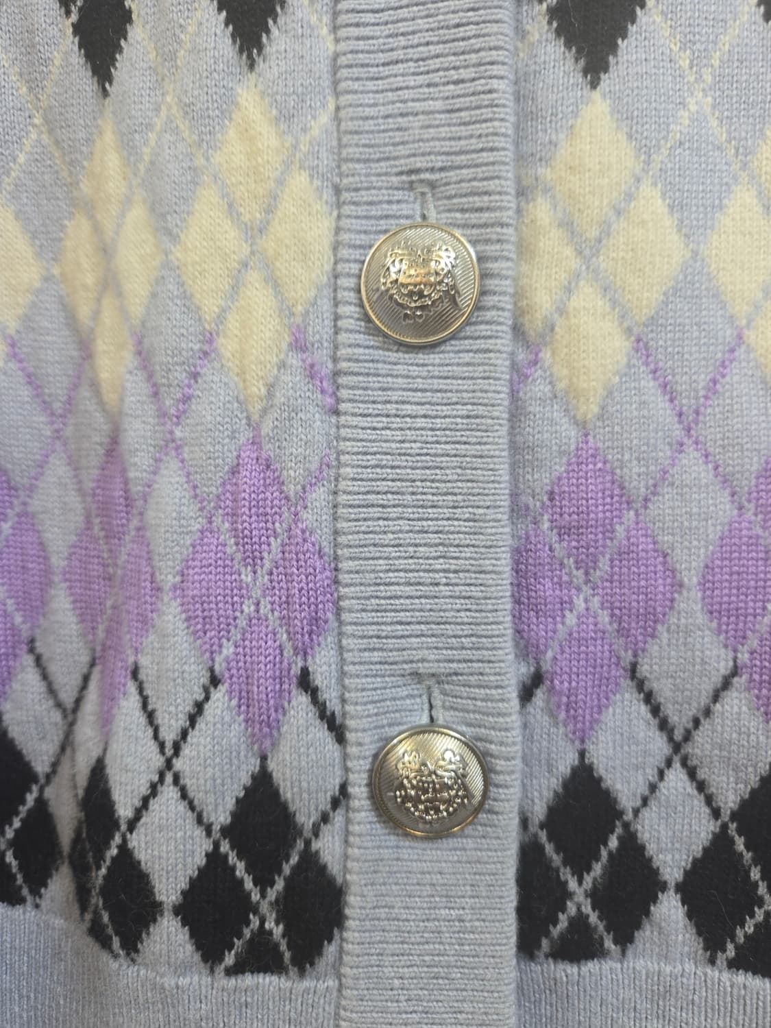 마쥬 아가일 니트 가디건 퍼플 1사이즈 상품이미지3