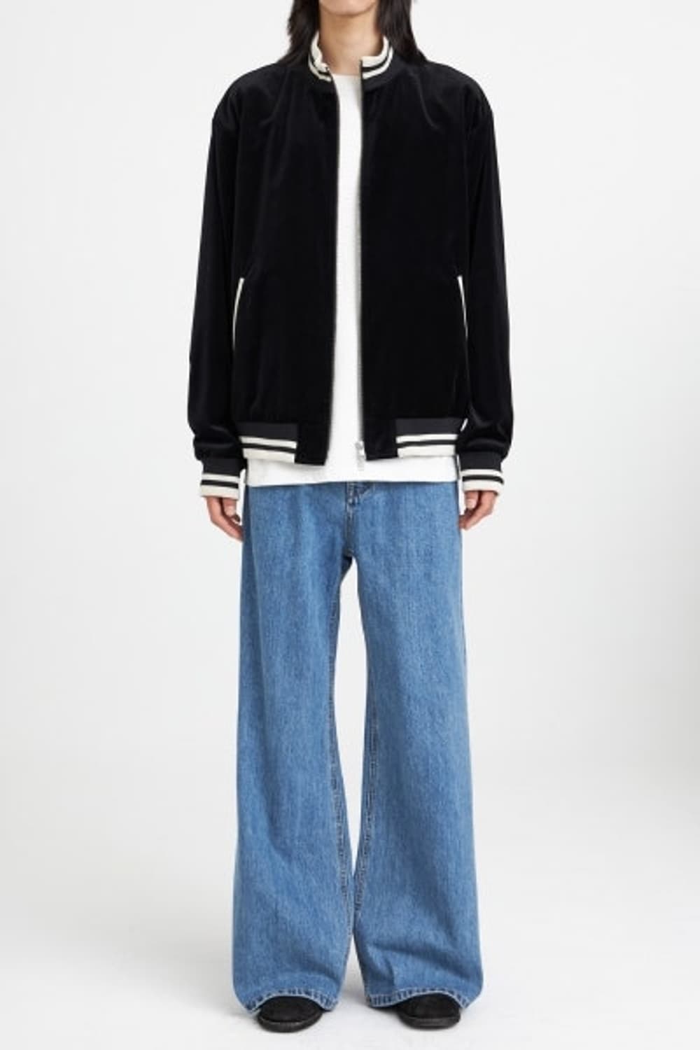 유스 벨벳 트랙자켓 블랙 M 상품이미지1