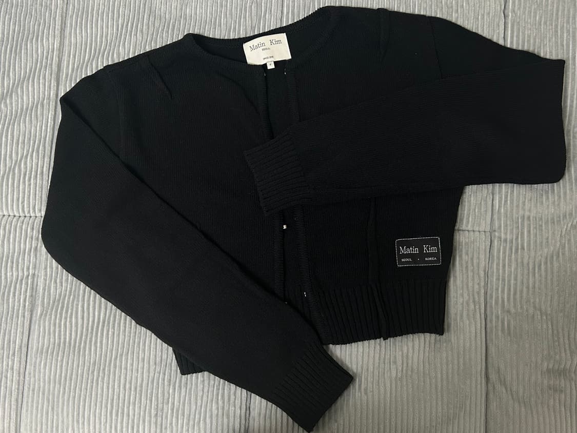 마뗑킴 마뗑킴 크롭 후크 니트 가디건 블랙 상품이미지2