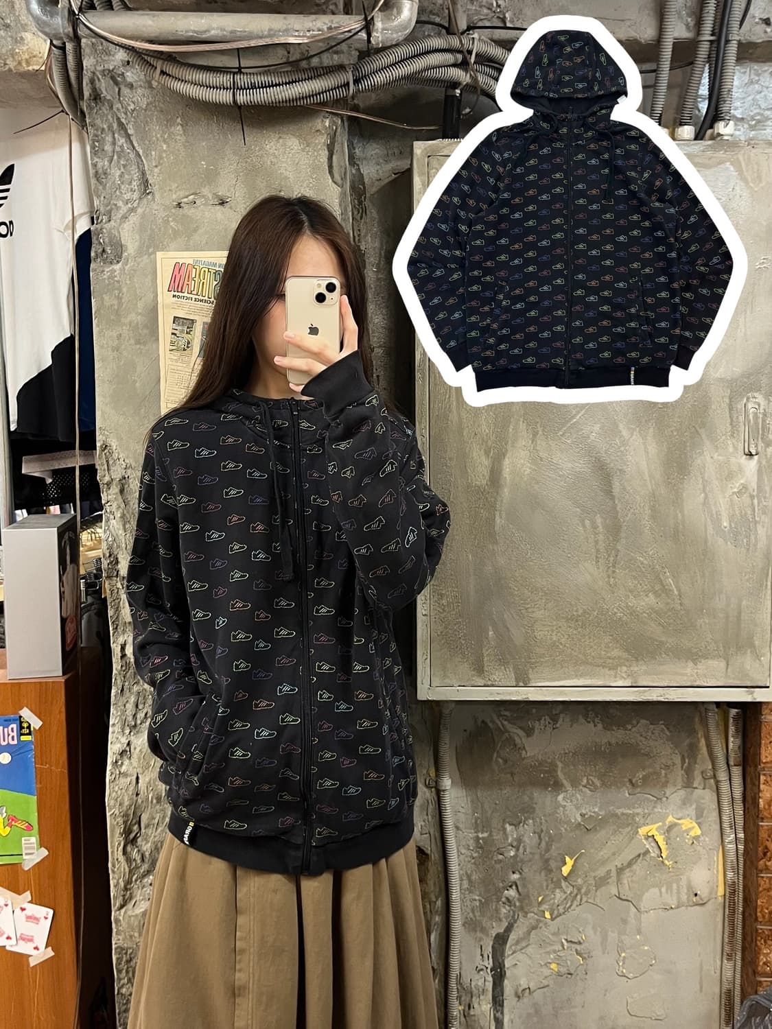 아디다스 패턴 후드집업 블랙 105 #csz954 상품이미지1