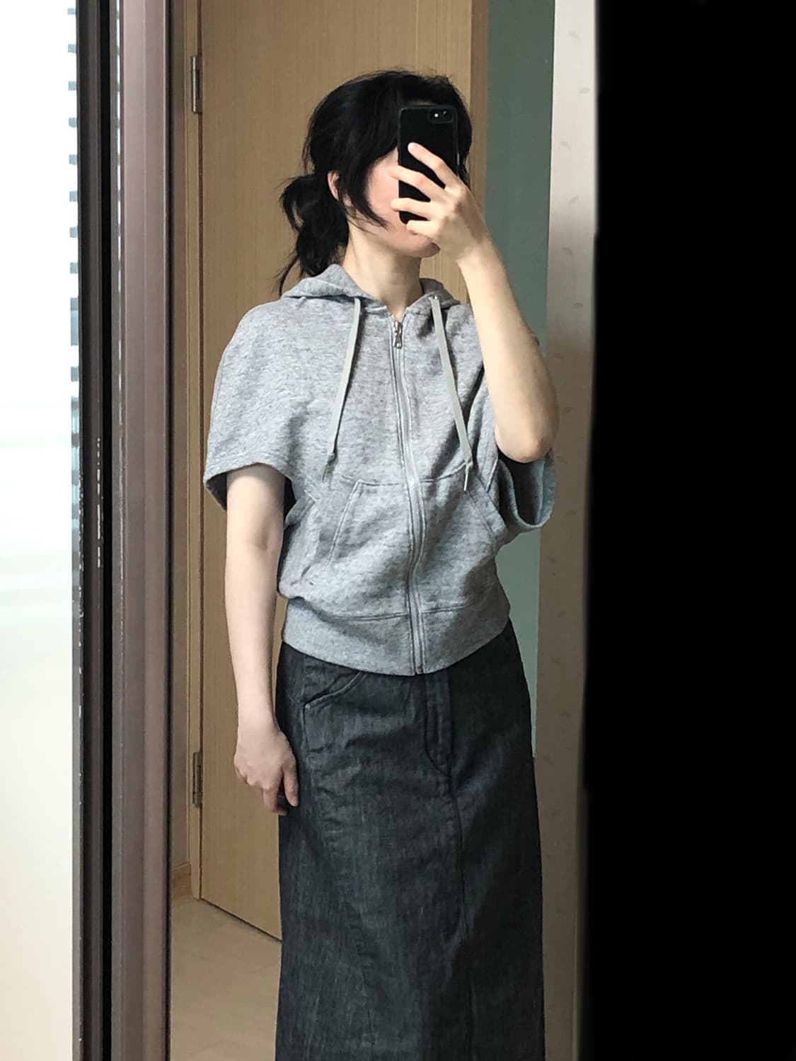 M 유니클로 릭오웬스 어반스웨트 판초 반팔 후드 집업 상품이미지1