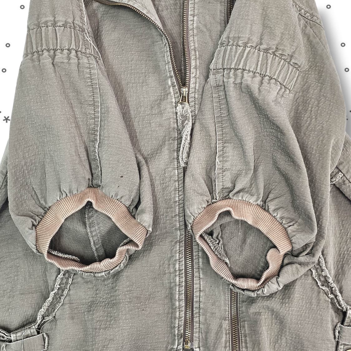 F  DROM EDAR 빈티지 그런지 워싱 집업 반팔 자켓 상품이미지4