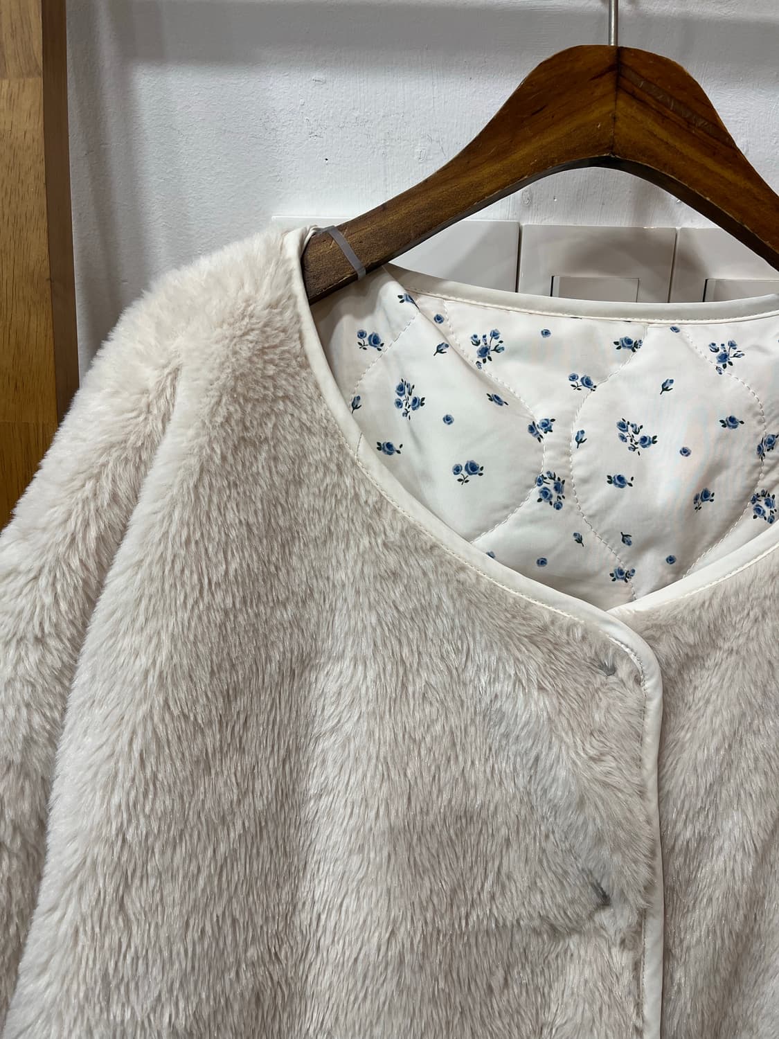 (리버시블) 플라워 퀼팅 & 양털 뽀글이 자켓 상품이미지5