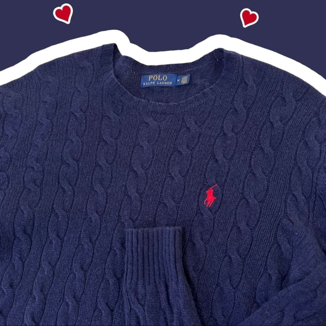 폴로 랄플로렌 네이비 꽈배기 니트 상품이미지1