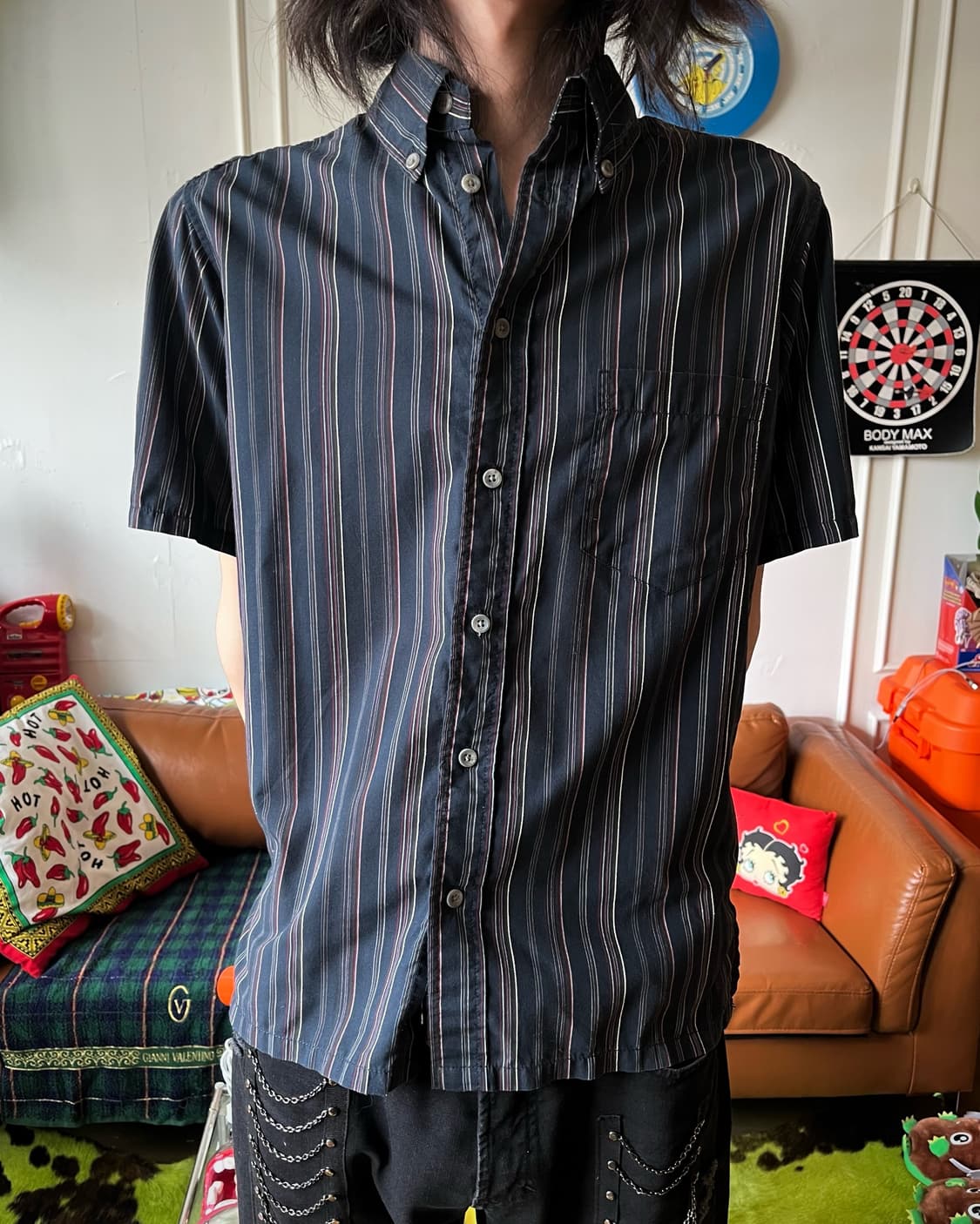 90-00s KANSAI YAMAMOTO 1/2 Stripe Shirt 상품이미지2