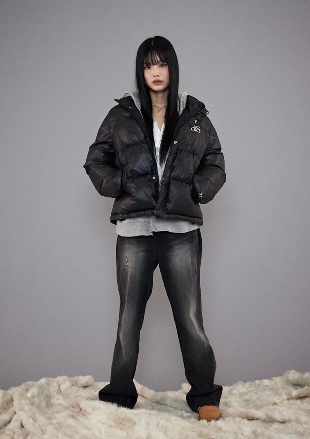 애즈온 signature denim pants black 상품이미지1