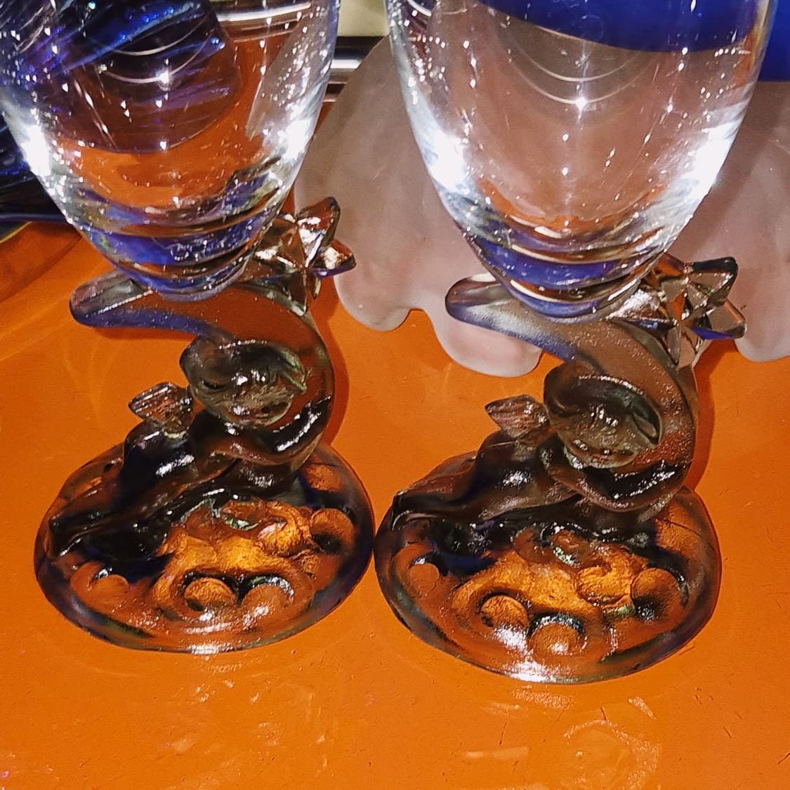 80s 이시즈카 유리 공예 천사&달 샴페인 잔 1p 상품이미지8