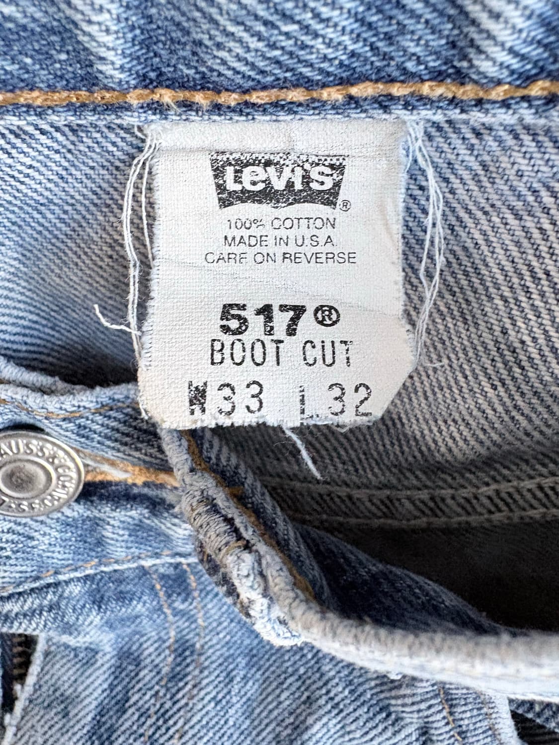 (33x32, 실측 32) 리바이스 517 USA 부츠컷 연청 상품이미지6