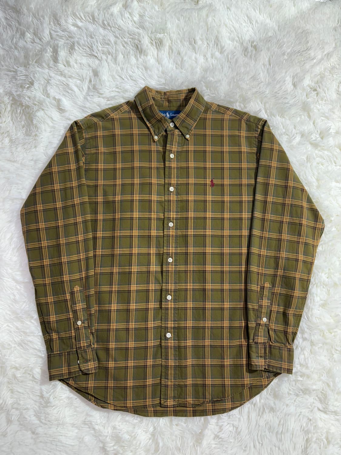 폴로 랄프로렌 버건디 포니 체크셔츠  상품이미지3