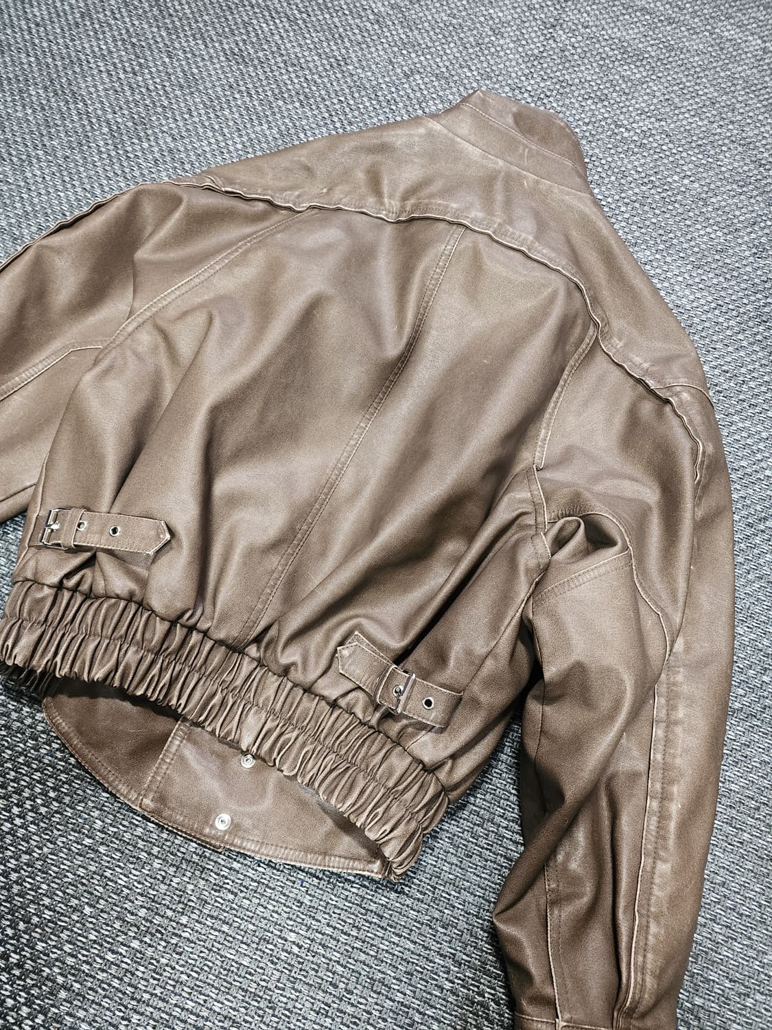 투머치택스 여성 브라운 레더자켓 M 상품이미지6