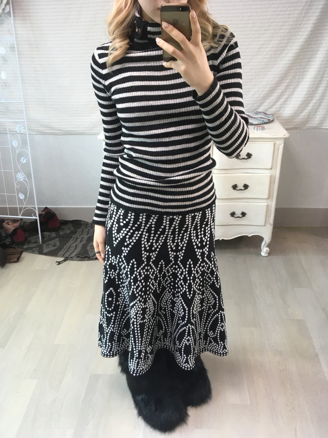 jpn vintage black stripe button pullover 상품이미지4