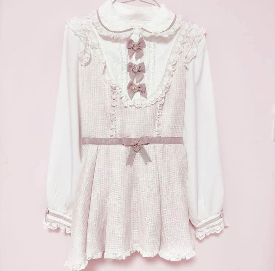 리즈리사 3연 리본 트위드 셋업 양산형 상품이미지1