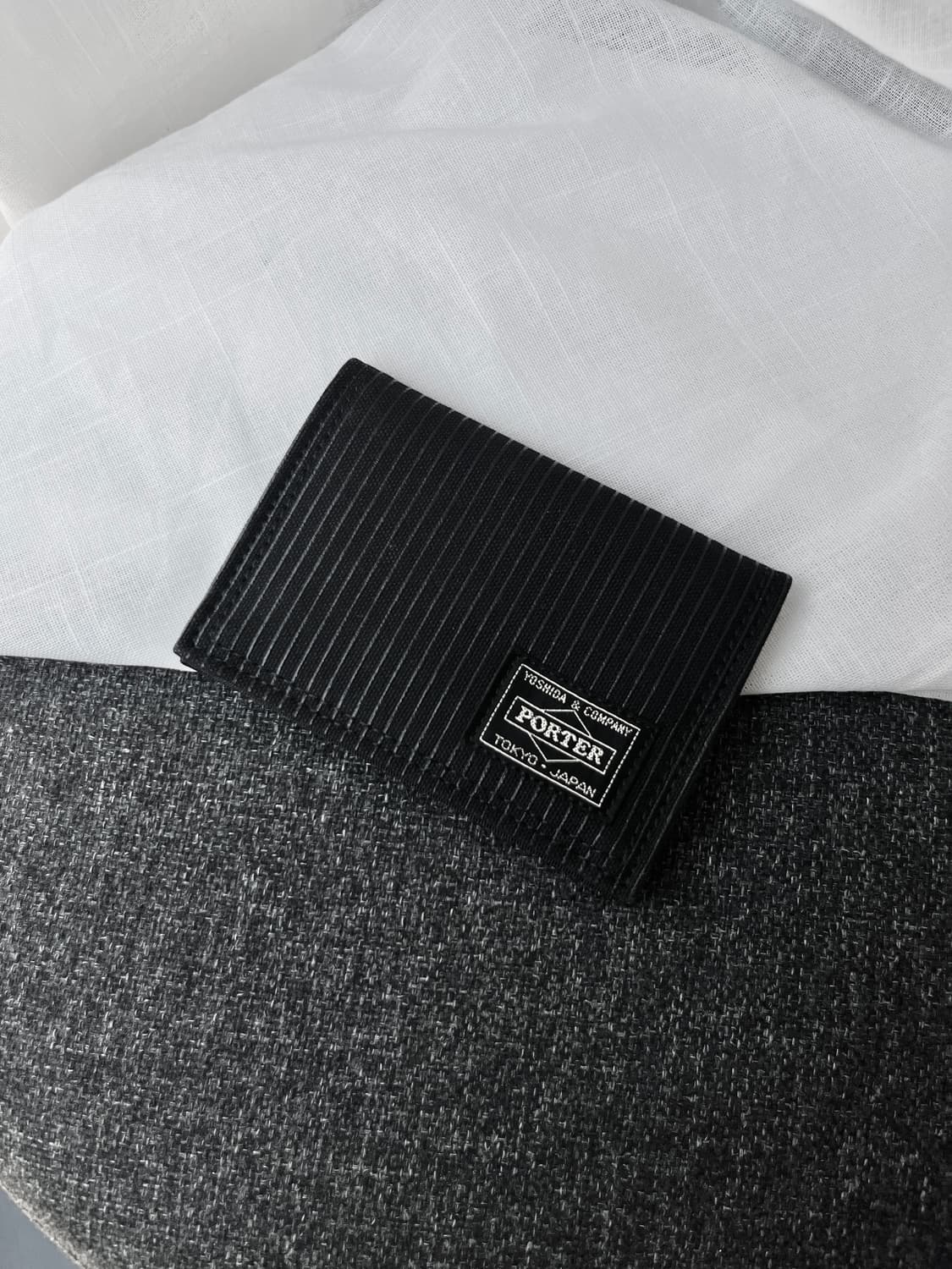 Porter 포터 스트라이프 지갑 블랙 상품이미지4