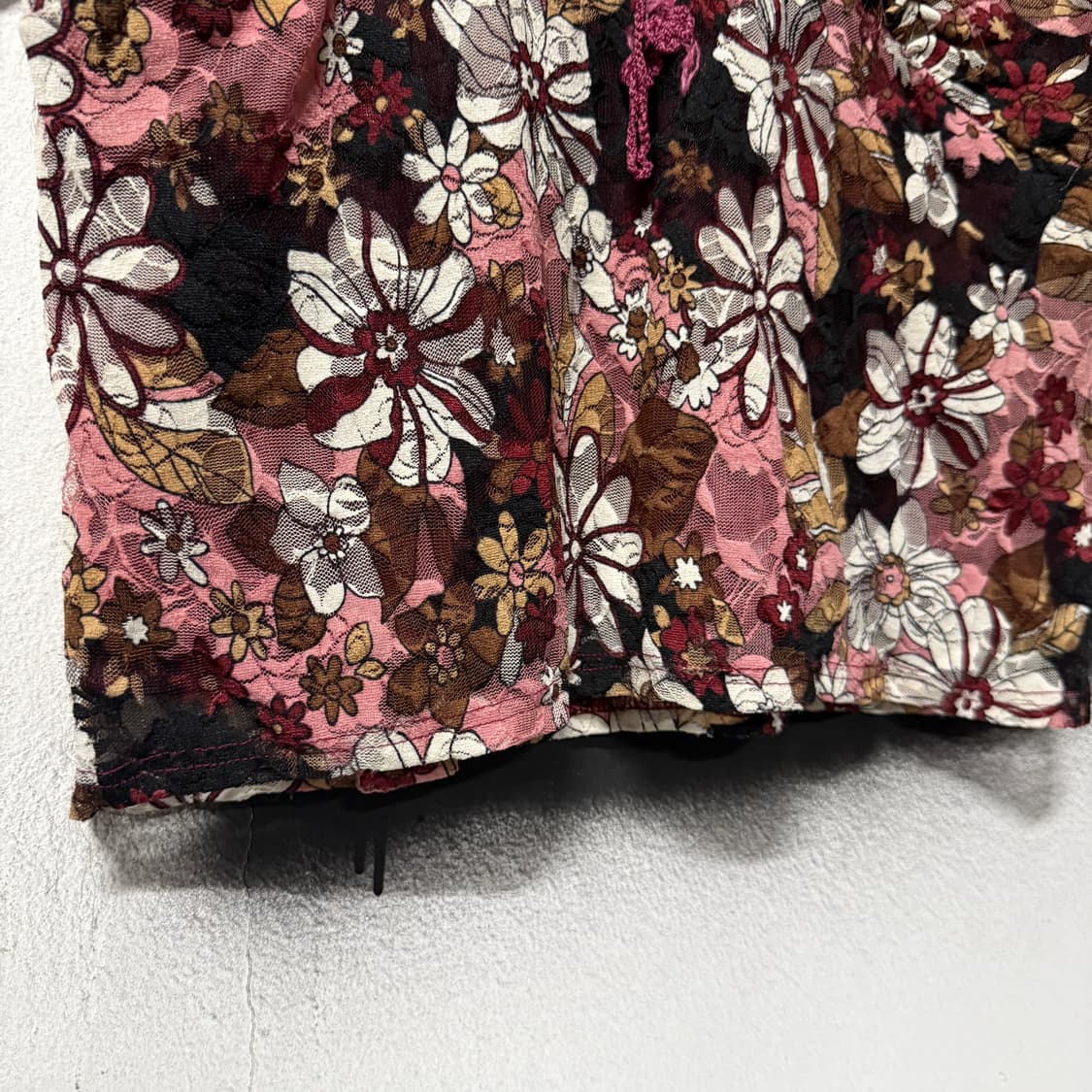 VTG 빈티지 재패니즈 모리 플라워 풀 패턴 레이스 반팔 블라우스 상품이미지4