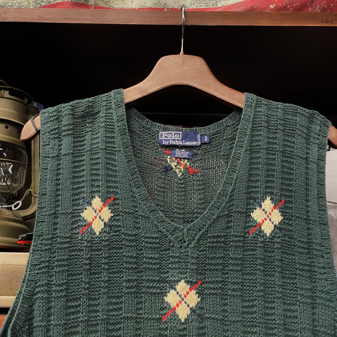 90s 폴로 랄프로렌 핸드 니트 아가일 패턴 브이넥 니트 베스트 상품이미지3