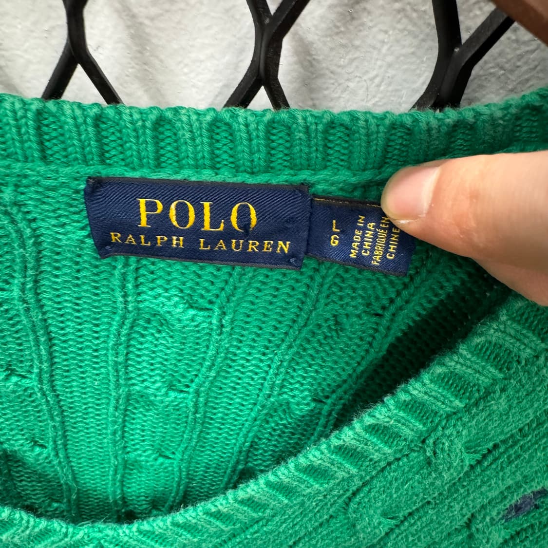 폴로 랄프로렌 케이블 니트 네이비 포니 포인트 그린 상품이미지6