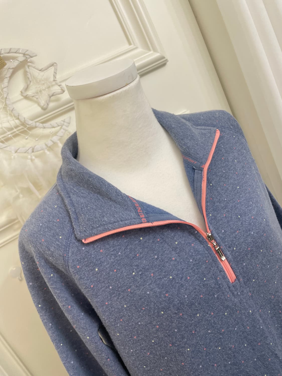 cobalt blue dot pattern brushed long hal 상품이미지7