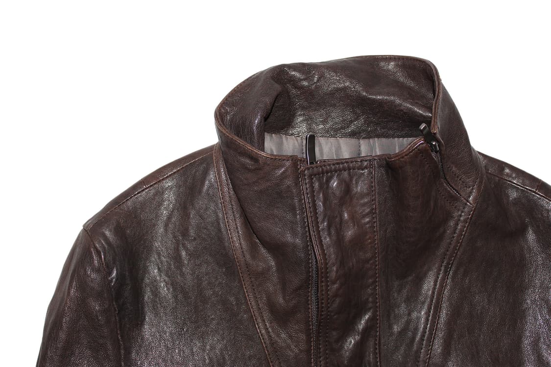 WOOYOUNGMI 우영미 하이넥 고트스킨 레더 바이커 자켓 상품이미지3