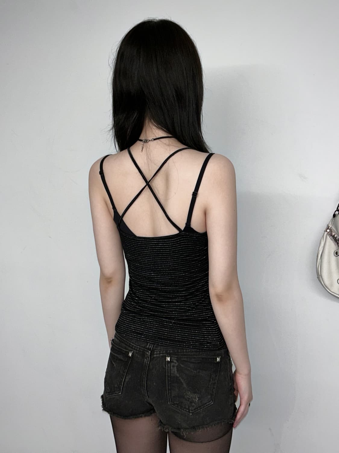 Asymmetric Stripe Slim Camisole Top 상품이미지4