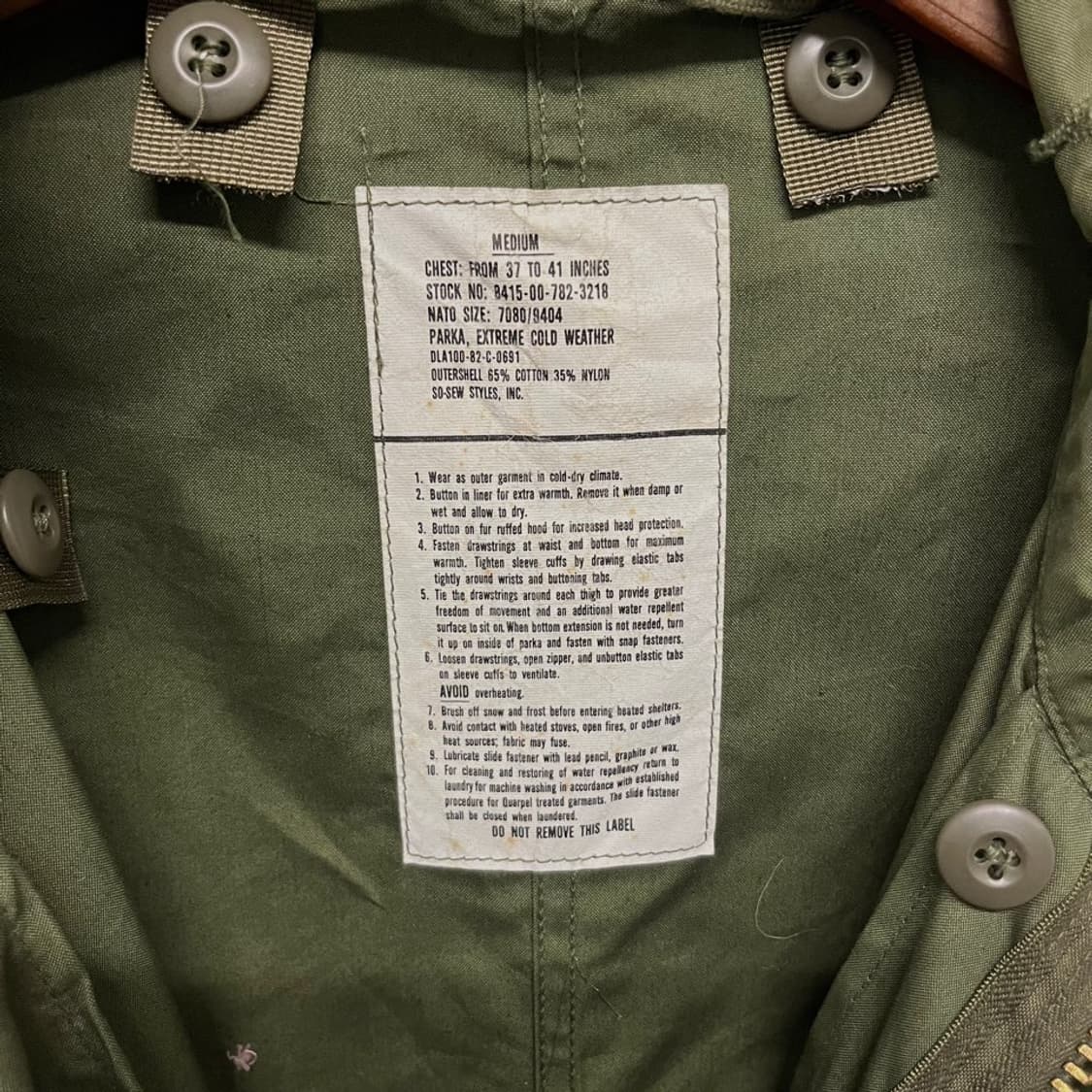 80s 오리지널 미군 M-65 피쉬테일 개파카 야상 외피 N000 상품이미지6