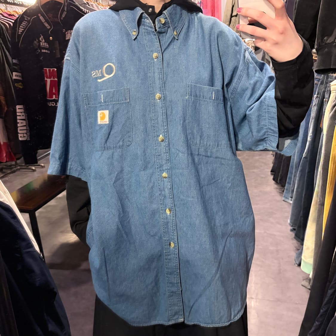  [IM] Carhartt 칼하트 데님 반팔 셔츠 중청 상품이미지4