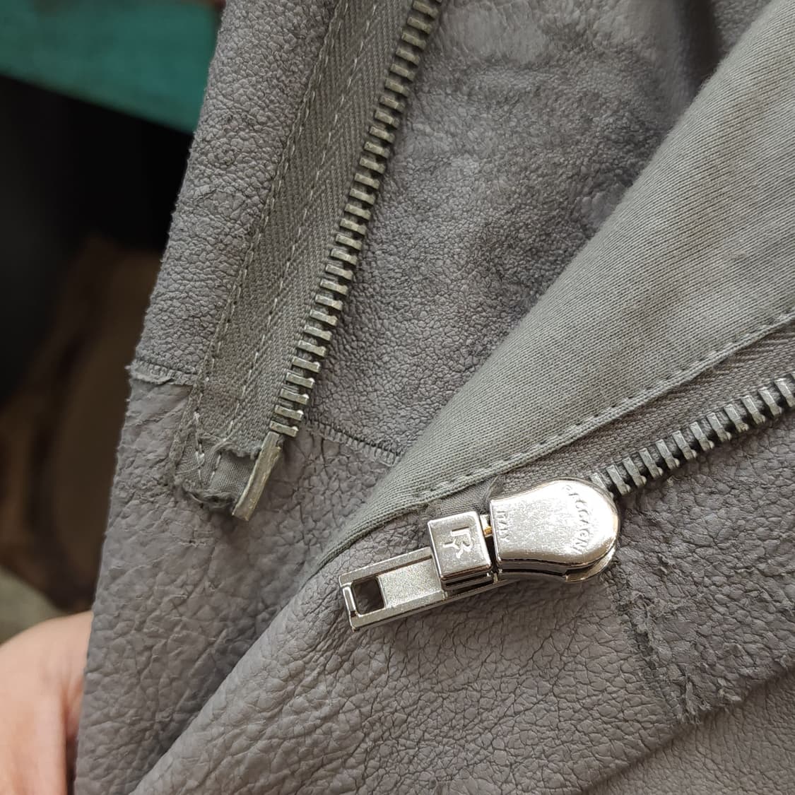 릭오웬스 10FW 아카이브 램스킨 하이넥 레더코트 그레이 42 상품이미지6