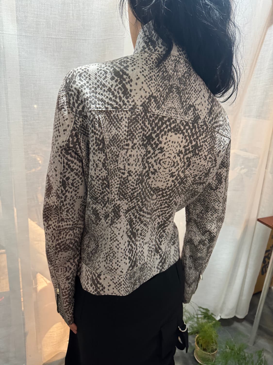 레오파드 하이넥 라이더 자켓 상품이미지9