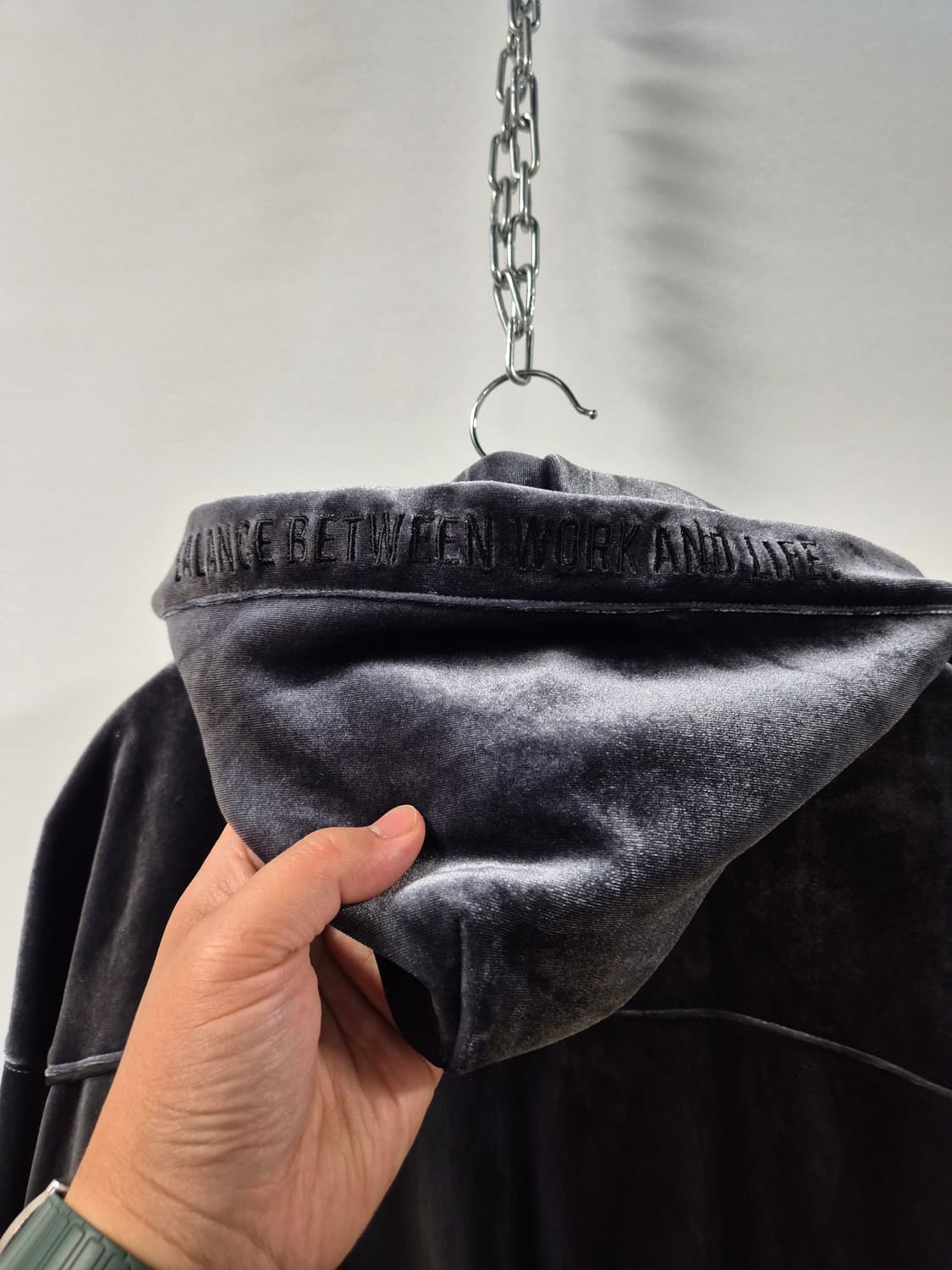 *무료배송*라이프워크 벨벳 후드집업 차콜 프리시이즈 (상태A급) 상품이미지8