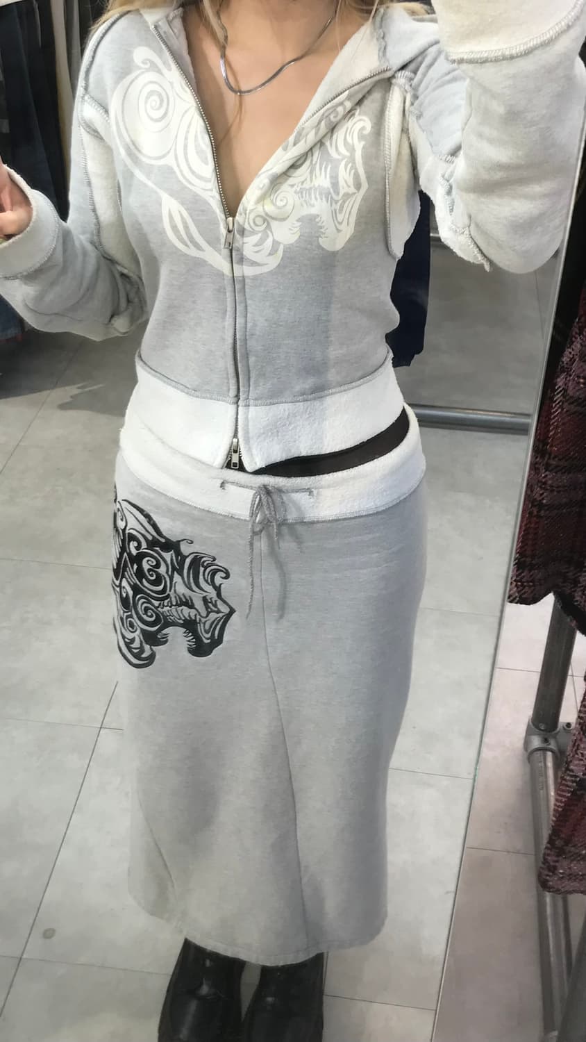 갸루 라이언 트레이닝 후드집업, 스커트 셋업 상품이미지3