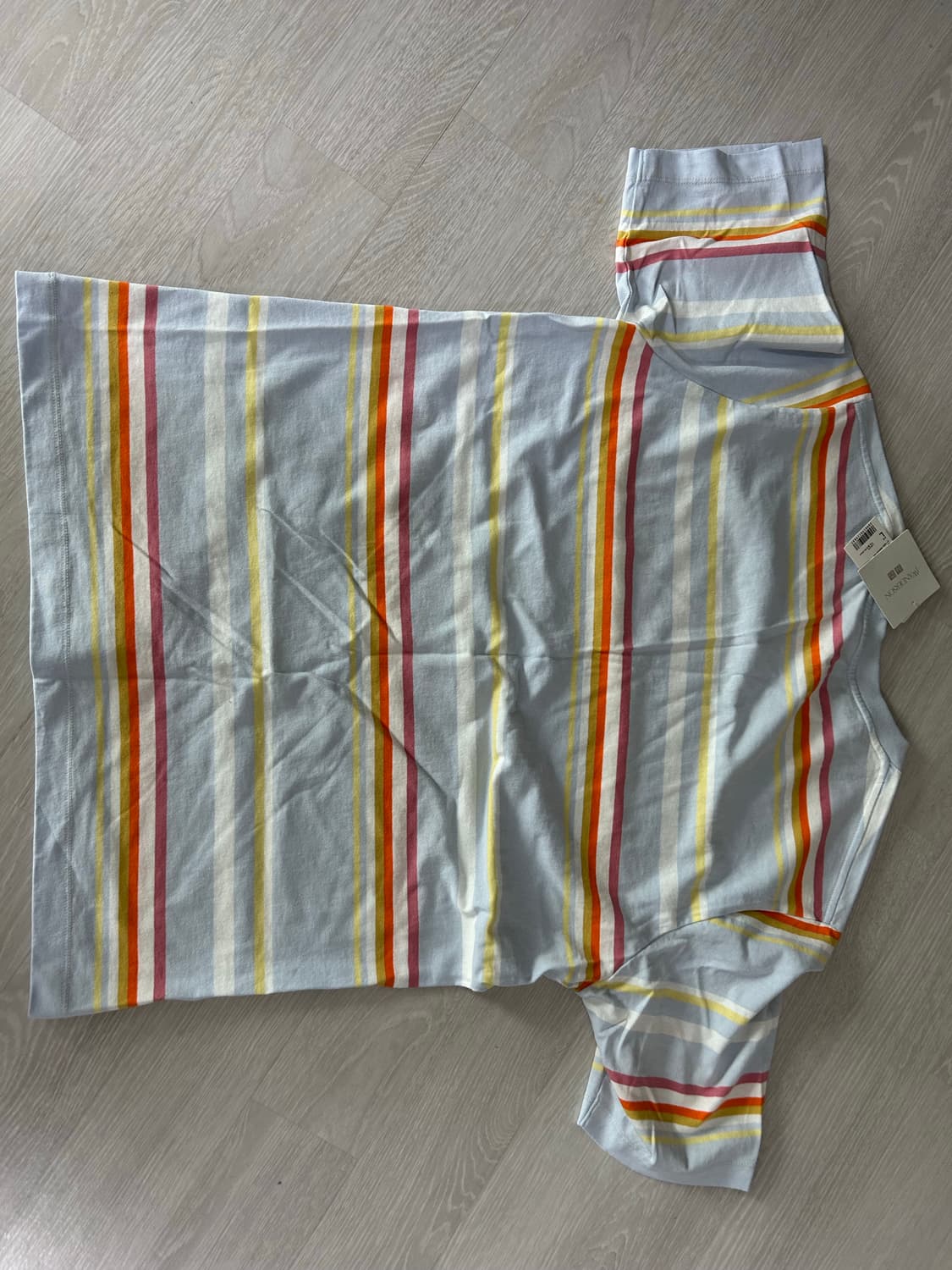 유니클로 JW앤더슨 스트라이프T 블루 L사이즈 상품이미지3