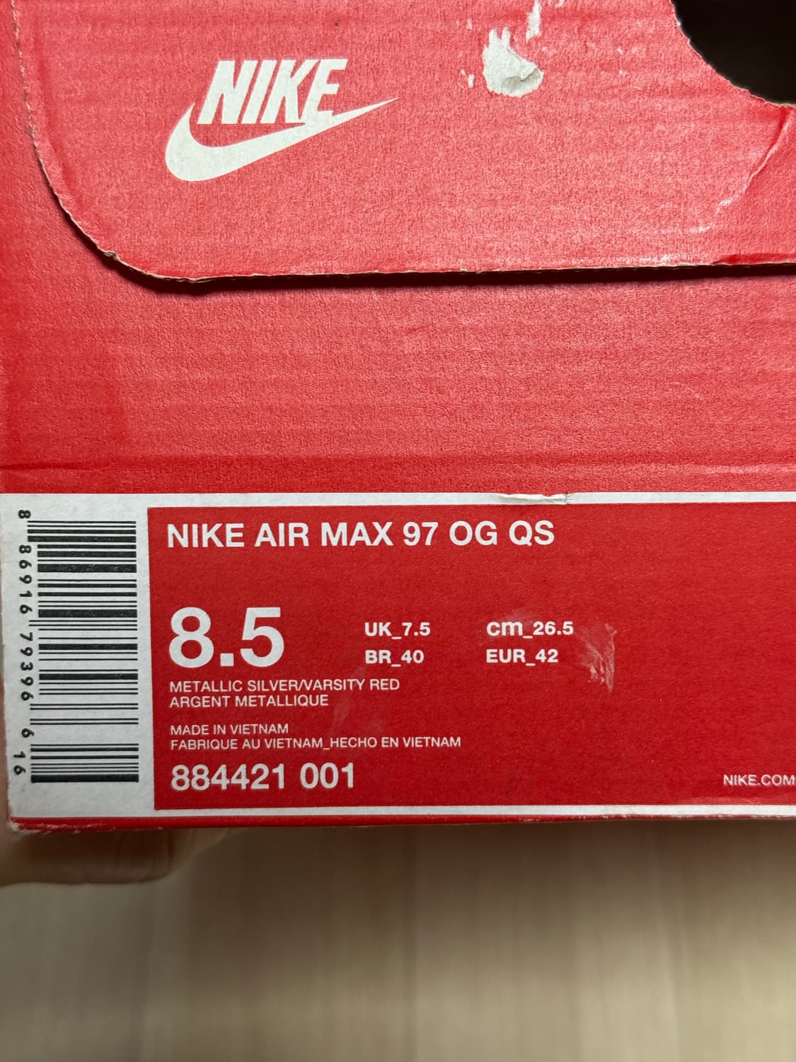 나이키 에어맥스 97 OG 실버불렛 2017 265 상품이미지7