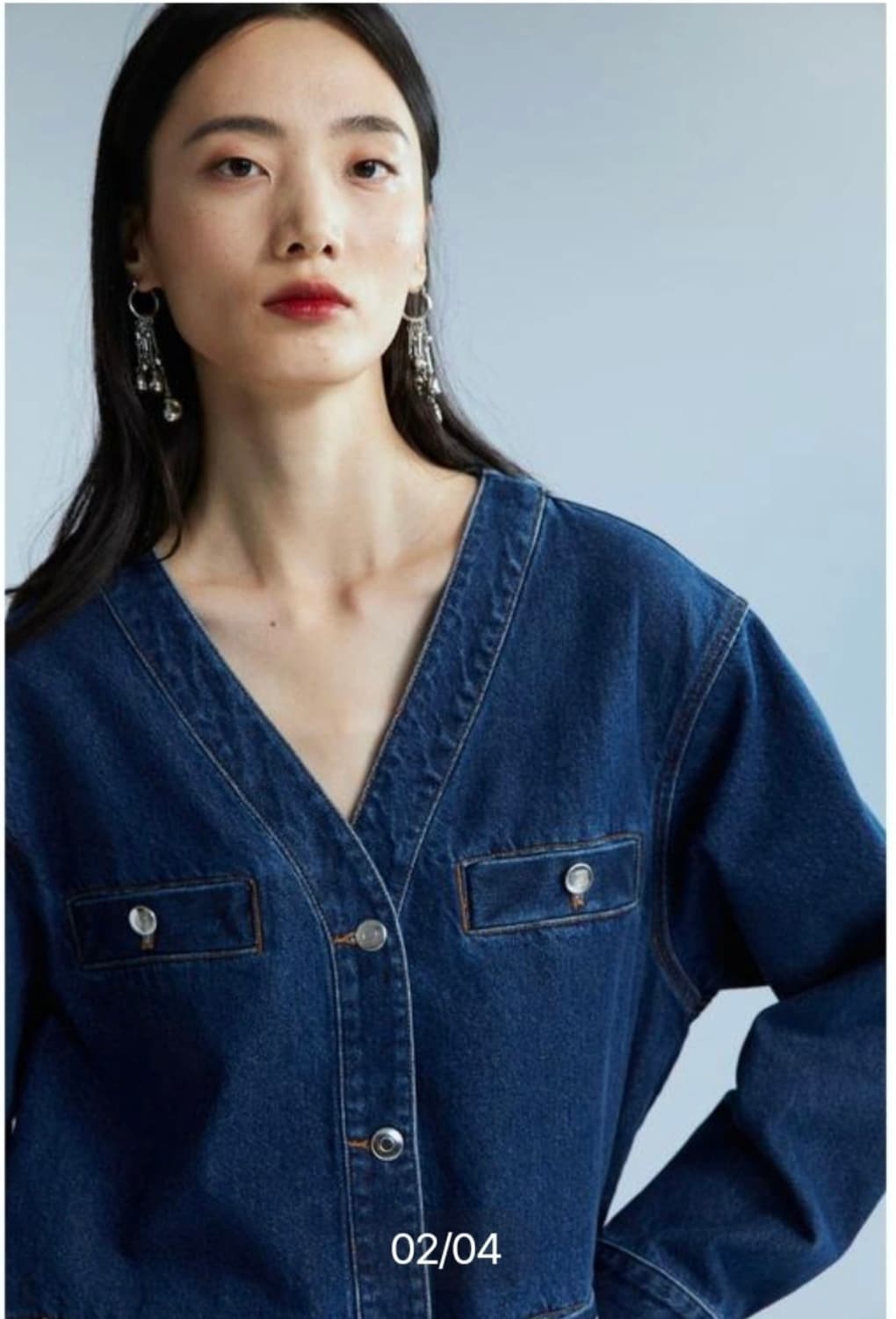 H&M 데님 쟈컷 다크데님 블루 L 상품이미지7