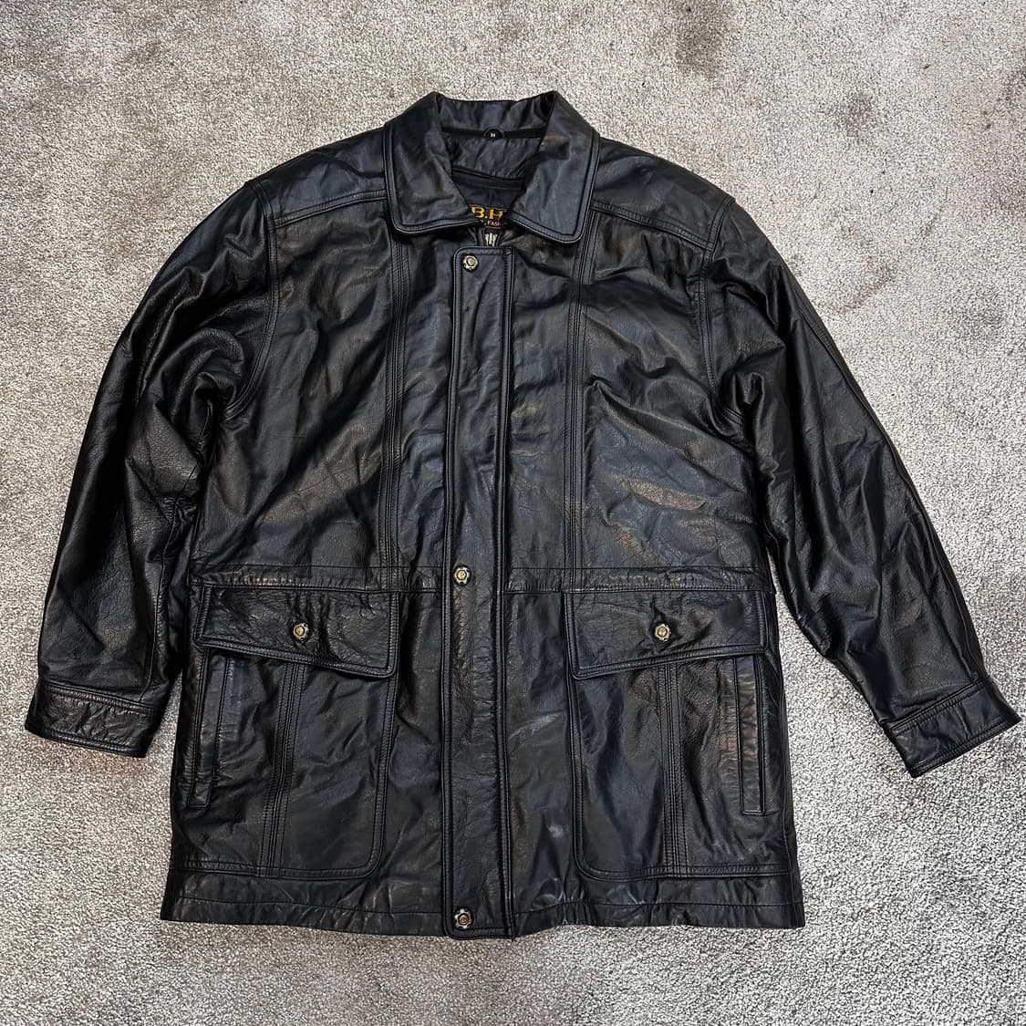 B.H 레더 패션 소가죽 코트 가죽 자켓(내피패딩)L 상품이미지3