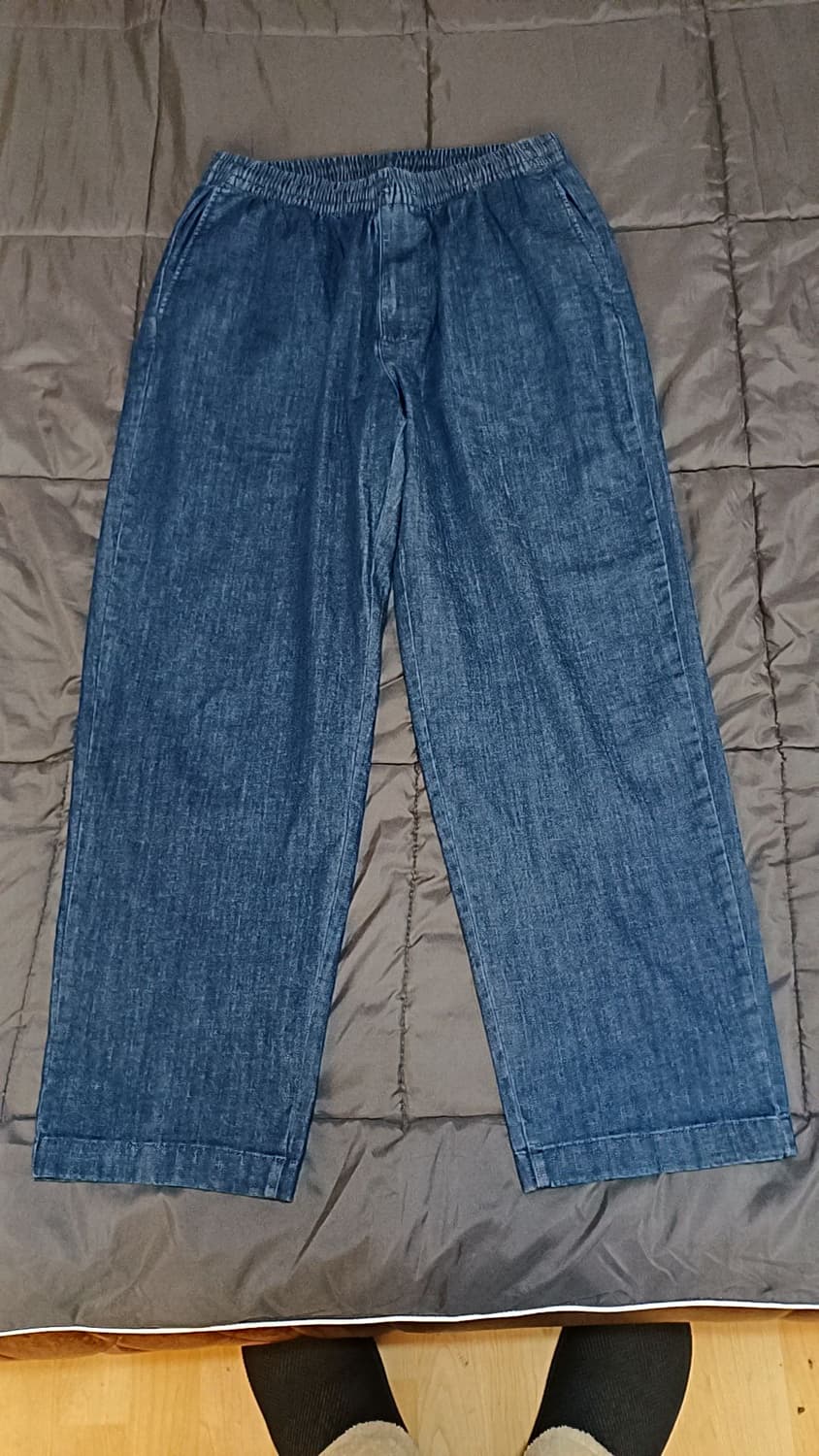 유니클로 얇은데님 와이드팬츠 32인치 기장98 상품이미지1