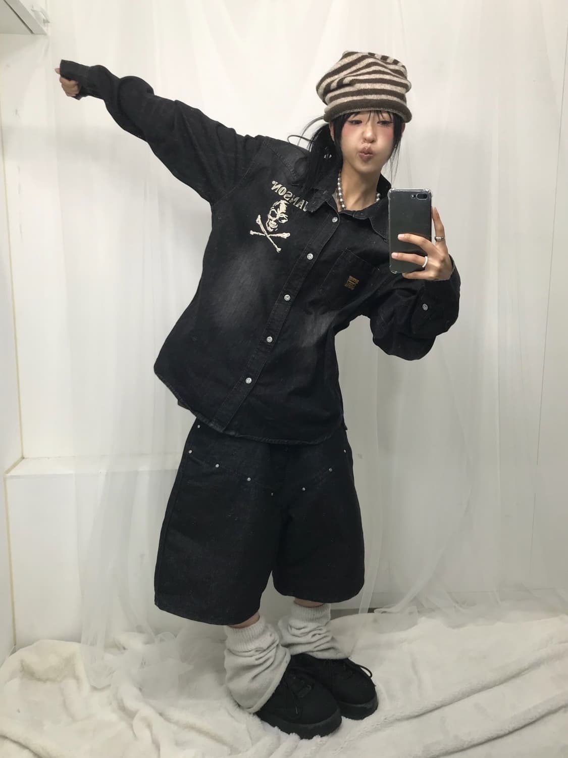 ☠️ 밴슨 스컬 자수패치 워싱 데님 셔츠 (레어) ☠️ 상품이미지7