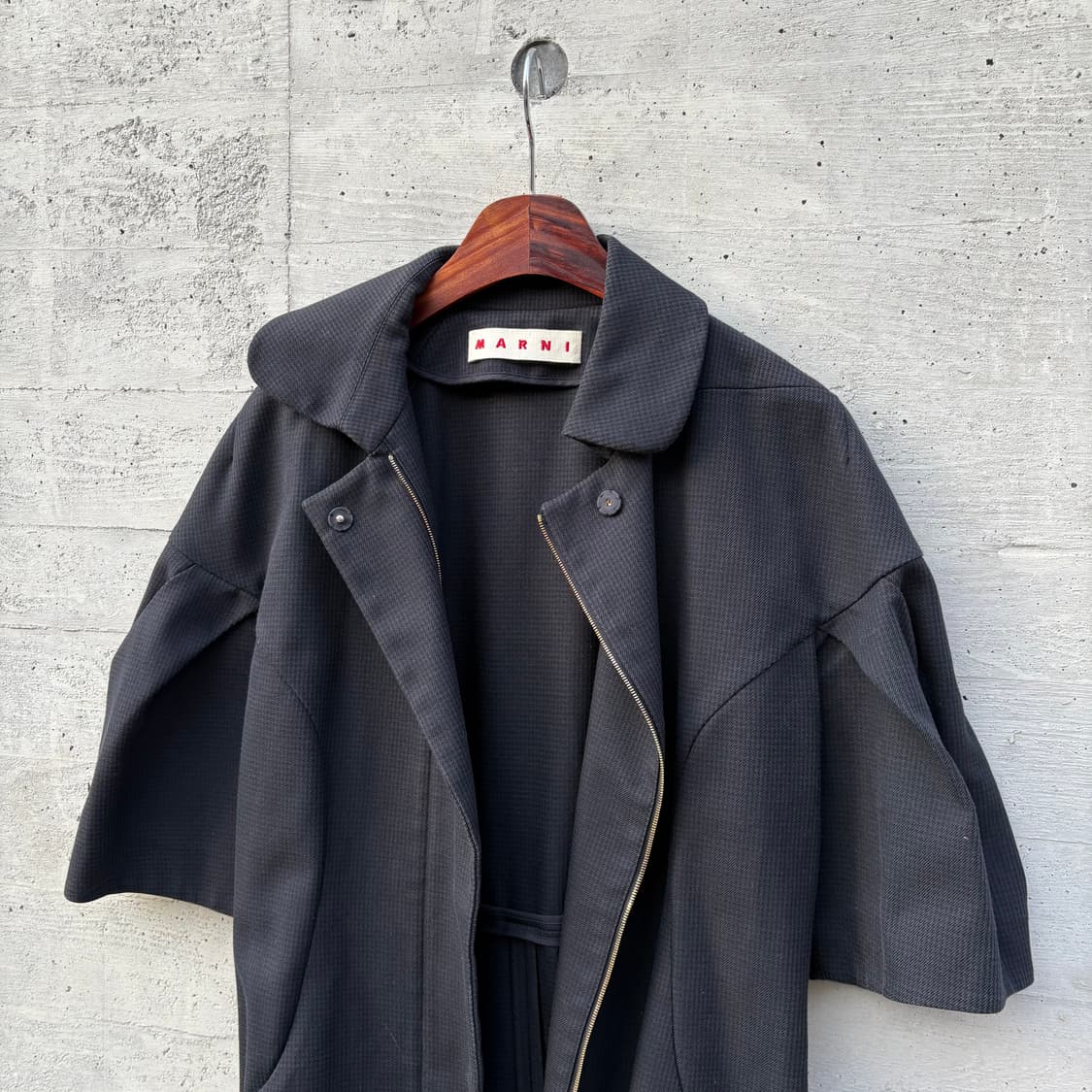 마르니 블랙 울 코튼 블랜드 숏 슬리브 트렌치 코트 상품이미지9