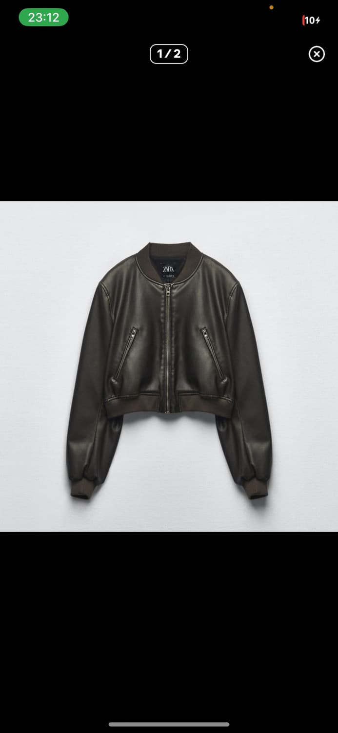 ZARA 자라 페이크 레더 봄버 재킷 자켓 S 사이즈 상품이미지1