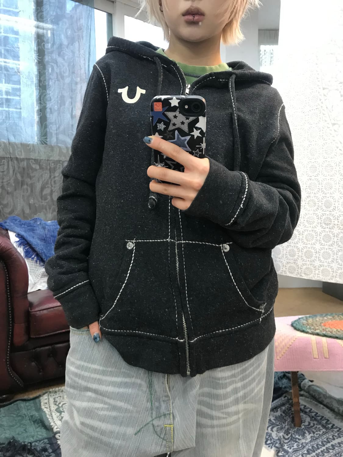 트루릴리젼 여성 스티치 기모 후드집업 상품이미지2