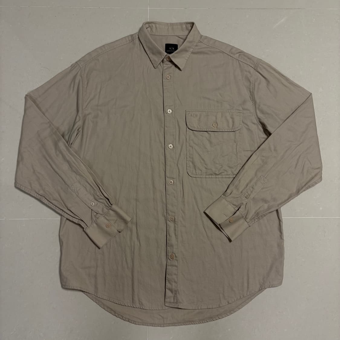 정품 아르마니 익스체인지 빅포켓 베이지 루즈핏 셔츠 상품이미지2