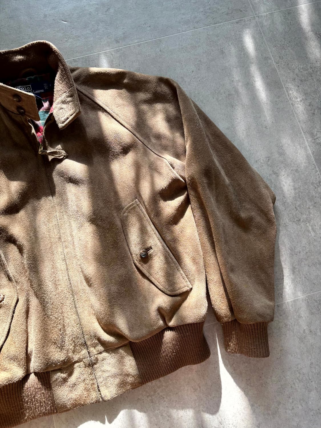 90's 폴로 랄프로렌 헤비 스웨이드 헤링톤 자켓 S 상품이미지5